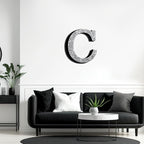Qunclay 12'' Silver Crystal Diamond Bling Letters Crushed Diamond Decoration Wooden Glitter Letter with Screw and Hooks Rhinestone Gift for Wedding Y2k Mcbling Bedroom Wall Decor (Letter C)