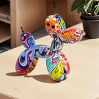Resin Balloon Dog Sculpture - Collectible Figurines Decor for Home | Office Desktop Resin Decors Balloon Dog Decor (Graffiti)