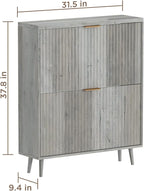 Shoe Cabinet Storage,Modern Freestanding Organizer with 2 Flip Drawers,Narrow Shoe Rack Cabinet for Entryway,Grey