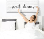 Sweet Dreams Wall Decor Above Bed 41.3''×15'' Large Farmhouse Wall Decor for Bedroom Guest Room Decor Framed Wood Wall Art Rustic Master Bedroom Wall Decoration (white frame)