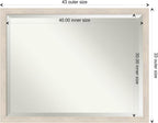 Amanti Art White Wall Mirror 33x43 Hardwood White Wash Narrow Rectangle Bathroom Mirror for Wall Decor Living Room, X-Large Country Rustic Wood Frame, Hangs Horizonally and Vertically, Bathroom Decor,