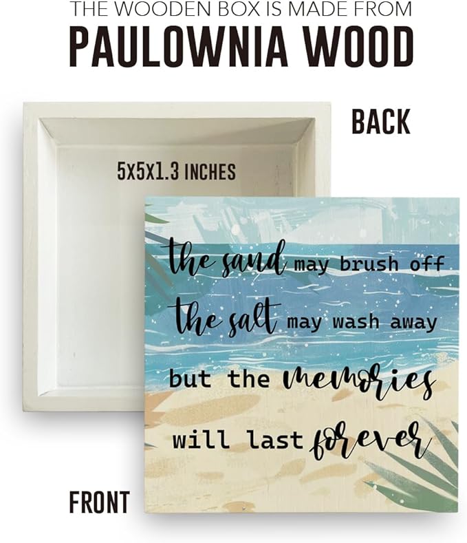 Coastal Room Decor Beach Decorations for Home Summer Decorations Wooden Box Sign for Home Office Farmhouse Table Shelf