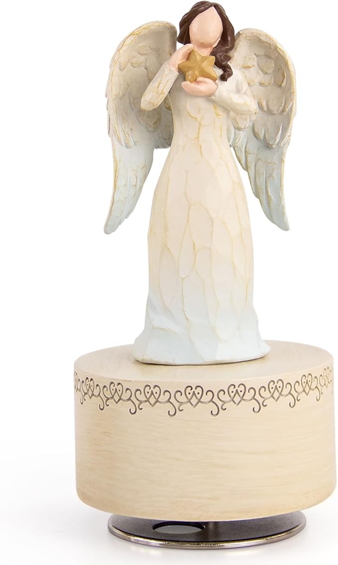 Music Box with Rotating Angel Figurine, Hand-Painted Sculpted Guardian Angel Musical Boxes Gifts for Women Mom Girlfriend, Musical Birthday Mother's Day, Keepsake Home Decor
