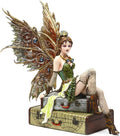 PTC 9.38 Inch Steampunk Fairy Sitting on Vintage Luggage Statue Figurine