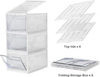 AWTATOS Shoe Boxes with Magnetic Door, Stackable Shoe Storage Organizer with Lids, Folding Shoe Rack for High Heels, Thickened Sneaker Storage Container, 6 Pack, Clear