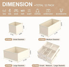 Drawer Organizer Clothes & Dresser Organizers - 12 Pack Foldable Drawer Dividers, Baby Clothes Organizer & Nursery Storage for Sock, Underwear, Bra, Belt, Closet and Dresser Drawer Organizers (Beige)