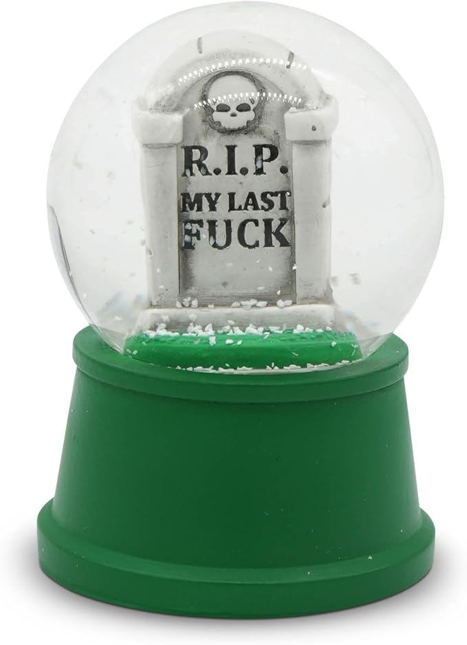 Funny Novelty Snow Globe – Quirky Mini Desk Gift for Office, Home, or Holiday – Unique Collectible Gag Gift for Friends and Coworkers - Tombstone