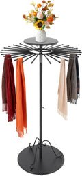 Scarf Display Stand 30-Arm Scarf Holder Organizer Freestanding Scarf Hanger 360° Rotating Rack for Home and Clothing Store (Black, 30 Rods)