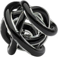 Torre & Tagus Orbit Hand Blown Glass Infinity Knot Sculpture - 3 Inch Glass Art Black Knot Decor Ball for Home Decor, Small Centerpiece Table Decoration for Home Interior (Solid Black)