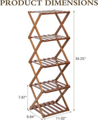 Bamboo Shoe Rack 5 Tier Foldable Shoe Rack Vertical Bamboo Shoe Organizer Free Standing Shelf for Entryway, Closet, Bedroom, Walnut Color