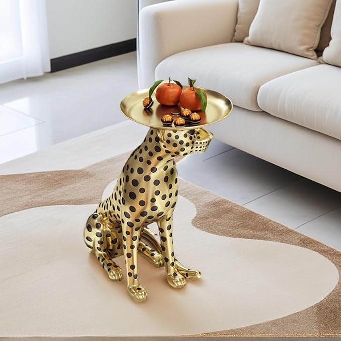 Cheetah Statue, Large Leopard Sculpture, Sitting Cheetah Ornament, Sofa-Side Sculpture, Home Decor, Floor Decoration