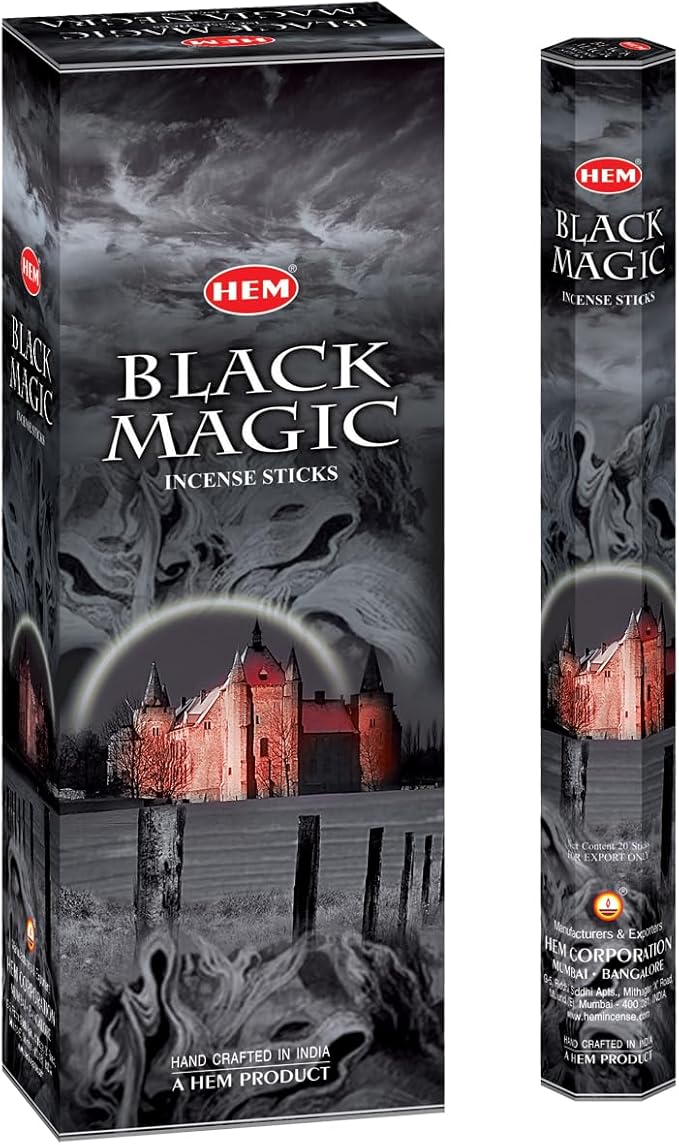 Hem Black Magic Incense Sticks (120 Sticks, 6 Boxes Inside) - 9 Inches Long, 20g per Box - Perfect for Meditation, Rituals & Cleansing