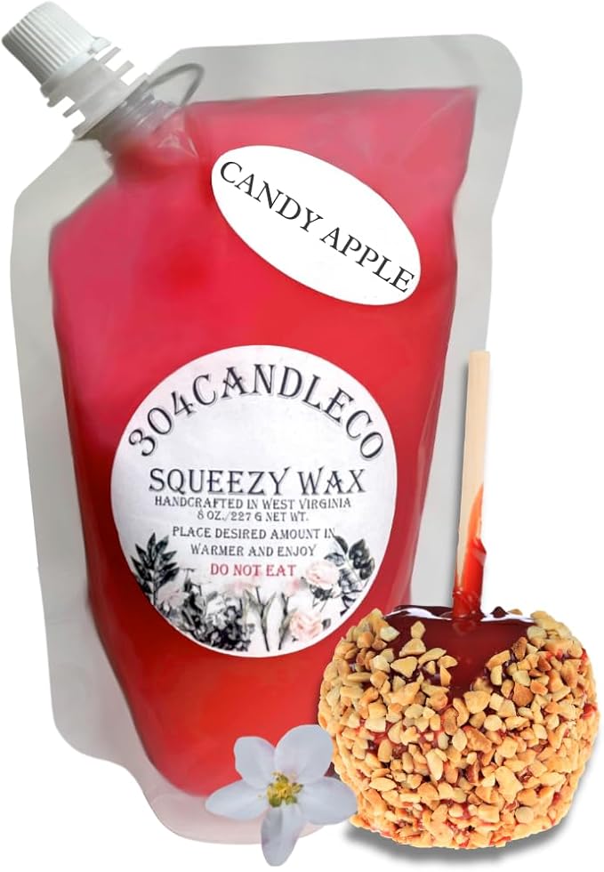 304CandleCo Large Squeeze Soy Wax Melt - 50 SCENTS! - Highly Fragrant & Hand-Crafted - Easy Mix & Match - American Made - Perfect for Wax Warmers (3oz, Candy Apple)