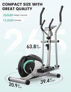 THERUN Elliptical Machine for Home, Hyper-Quiet Elliptical Exercise Machine, Compact Elliptical Trainer w/8 Levels Adjustable Resistance, 6KG Flywheel, Pulse Sensor, LCD Monitor