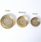 Shubhkart Solid Brass Decorative Nakshi Plate Set for Puja, Decoration & Diwali Gifting (Small 7 cm, Pack of 3, Solid Brass)