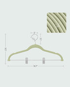 SONGMICS 30-Pack Pants Hangers, 16.7-Inch Long Velvet Hangers with Adjustable Clips, Heavy-Duty, Non-Slip Skirt Hangers, Space-Saving for Pants, Skirts, Coats, Dresses, Pale Green UCRF012GR30