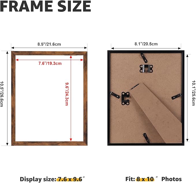 Giftgarden 8x10 Picture Frame Set of 18, Lightweight 8 by 10 Frames Bulk for Gallery Wall Photo Hanging and Tabletop Display, Rustic Brown
