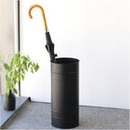 Black Round Iron Umbrella Stand Holder, Space-Saving Floor-Standing Umbrella Storage Basket, Waterproof Storage Bucket
