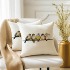 RABUSOFA Spring Summer Pillows Decorative Throw Pillows 20x20,Large Outdoor Bird Pillow Covers,Single Watercolor Hand-Painted Oil Painting Rustic Birds Square Pillow Cases for Couch Sofa