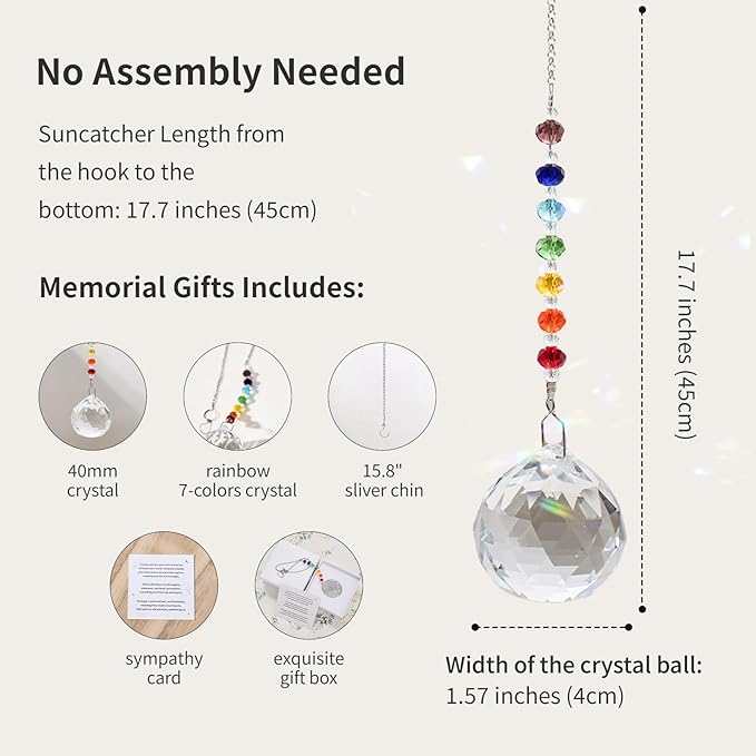 Sympathy Gifts for Loss of Loved One, Crystal Sun Catcher Rainbow Gifts, Unique Condolence Memorial for Loss of Mom Dad Dog, Ideal Grief Bereavement Miscarriage Gifts
