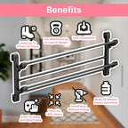 Foldable 26-Inch Wall Mounted Shoe Rack Organizer, Holds 6 Pairs, Small Hanging Shoe Rack for Entryway, Door or Closet, Space-Saving Wall Shoe Storage