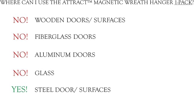 Haute Decor Attract Pinch-Free Magnetic Wreath Hanger (White) - 1 Pack - for Metal Doors and Surfaces