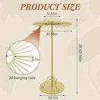Novabright Freestanding Scarf Display Rack with 30 Rods, 360° Rotating Gold Tie Belt Hanger Shawl Shelf Hijab Stand, 35.43-56" Height Adjustable Scarf Holder for Boutique Clothing Store Home Storage