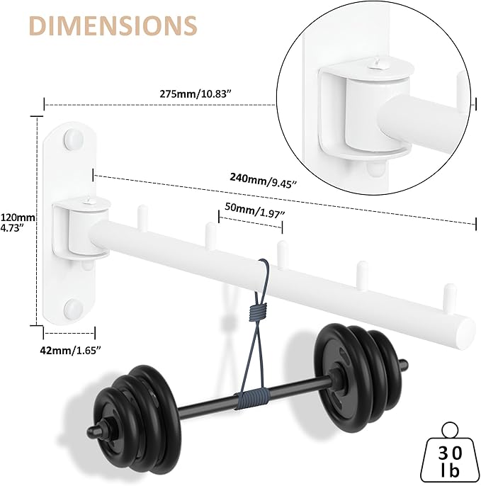 Swing Clothes Hanger Rack, Garment Racks Folding Clothes Bar Wall Mounted, 180°Rotation Laundry Drying Rack 304 Stainless Steel Space Saving for Laundry Room Bedroom Balcony, 9.45" Long