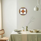Decorative Plates for Display 10" Colorful Ornate Floral Tile Design Red Yellow Blue Accents Ceramic Ornament with Display Stand and Hook Up for Wall Decor Hanging Festival Wedding Gift
