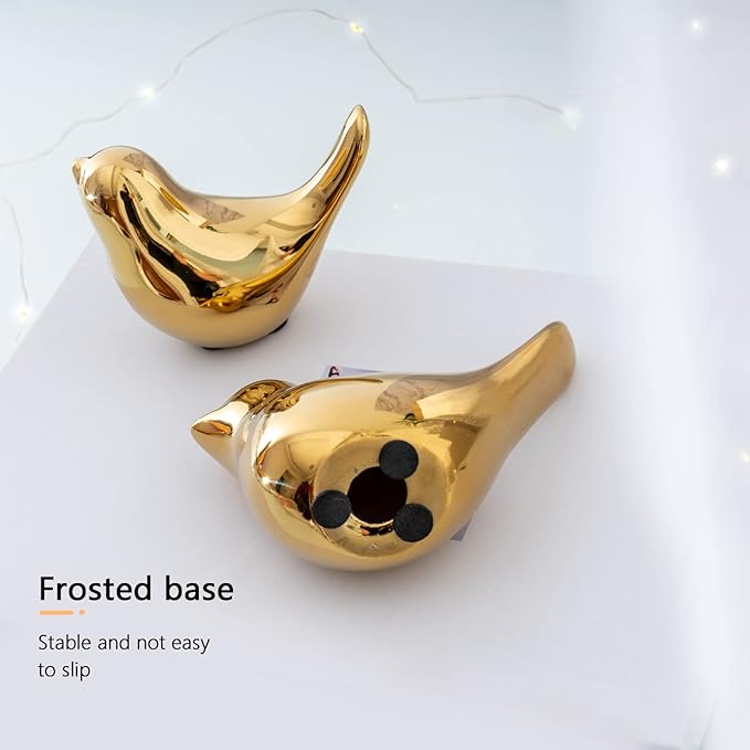 Notakia Small Birds Statues Home Decor Modern Style Decorative Ornaments for Living Room, Bedroom, Office Desktop, Cabinets (4Pcs Gold Birds)