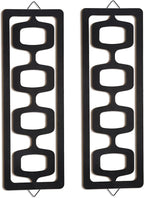 CroBlissful 2 Pcs Mid Century Modern Wall Art Wood Mid Century Elegance Decor Accents Abstract Wall Sculpture Geometric Panels for Interior Panel Art for Home Living Room(Black)