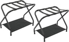 2 Pack Luggage Rack with Storage Shelf, Steel Folding Suitcase Stand, Portable Luggage Stand for Indoor Bedroom, Living Room and Outdoor Camping, 27.5 x 14.2 x 20.7 Inches