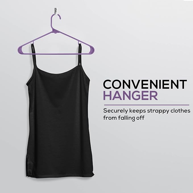 Utopia Home Plastic Hangers 50 Pack - Clothes Hanger with Hooks - Durable & Space Saving Coat Hanger - Heavy Duty Purple Hangers - Skirt Hangers
