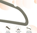 Amazon Basics Slim Velvet Non-Slip Space Saving Suit Clothes Hangers, Sturdy Metal, Gray/Silver, 30-Pack