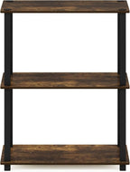 Furinno TURN-S-TUBE Storage Shelves, 3-Tier Book Shelf, Corner Shelf, Toolless Open Shelves, for Organization and Storage, Living Room, Garage, Home Office, Amber Pine
