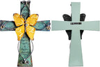 MelinSam Wooden Wall Cross Christians Cross with Antiqued Metal Butterfly and Inspirational Prayer Inscribed Blessed for Church Home Room Decoration Gifts