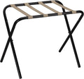 Household Essentials 2126-1 Folding Luggage Rack | Black Frame with Khaki Straps