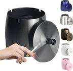 Ash Tray, Large Outdoor Ashtray with Lid, Ashtray for Outside Patio, Stainless Steel Windproof Smokeless Ash Tray for Balcony, Ashtrays for Smokers, Home Office Decoration