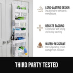 GORILLA GRIP Over The Door Organizer Storage, 5 Deep Hanging Shelves, Holds 50lbs, Closet Organizers Shelf for Bedroom, Shoes, Bathroom, Nursery, Dorm Essentials, 3 Metal Hooks, 58x15 Inches, White