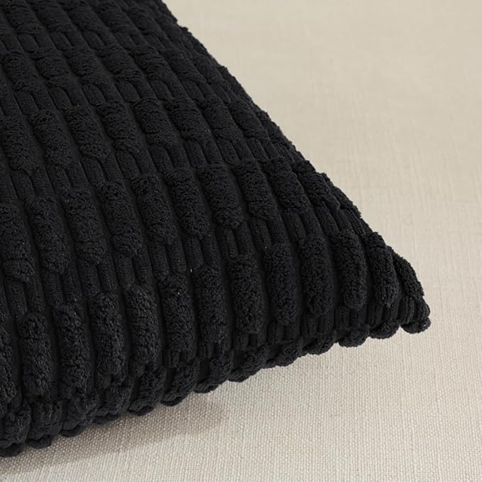 Fancy Homi 4 Packs Decorative Throw Pillow Covers for Living Room Couch Bed, Modern Farmhouse Boho Home Décor Accent Cushion Case, 20" x 12", Black