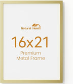 16x21 Aluminum Metal Picture Frame,Tempered Glass Gold Photo Frame 16x21 for Family Photo,Posters,Art,Document to Wall Mount Horizontally or Vertically