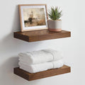 Homeforia Classic Walnut 12 inch Floating Shelf, High End Solid Real Wood Small 12inch Floating Shelves for Wall Mounted, 12in Floating Shelves, Heavy Duty Bracket, 12 X 6.5 X 1.75 inches, Set of 4