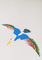 WitnyStore Wooden Bird Mobile 24" Blue Crane Stork Hand Made Painted Wood Flapping Wing Birds Hanging Ceiling Decor Wind Chimes Handcrafted Art Animal Decorative Collectibles Décor Gifts Souvenirs