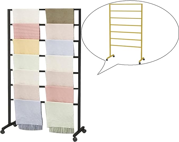 Gold Freestanding Metal Scarf Display Stand, Double-Sided Scarf Floor Standing Display Rack, Belt Shawl Hijab Organizer for Boutique Display, Commercial Home