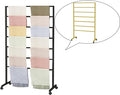Gold Freestanding Metal Scarf Display Stand, Double-Sided Scarf Floor Standing Display Rack, Belt Shawl Hijab Organizer for Boutique Display, Commercial Home