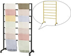Gold Freestanding Metal Scarf Display Stand, Double-Sided Scarf Floor Standing Display Rack, Belt Shawl Hijab Organizer for Boutique Display, Commercial Home