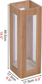 Solid Wood Rounded-edge Umbrella Holder Semi-transparent Apartment Entryway Umbrellas Stand Removable Tray Acrylic Design 1-piece Construction Square Cane Holder