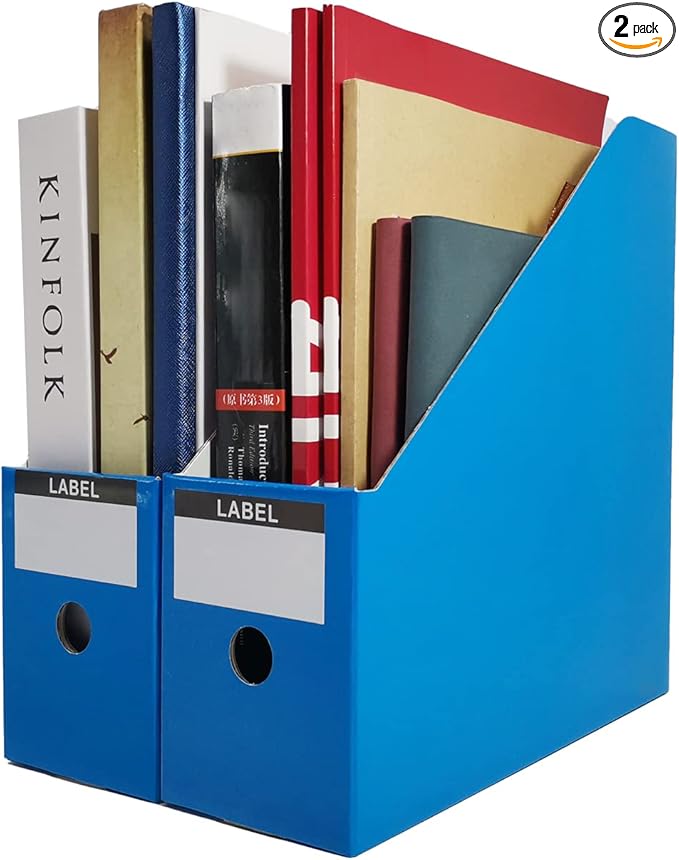 Limitliho Magazine Holde ( Blue, 2 Pack), Magazine File Holder for Home, Office, Desk, 10.6'' H×10.2'' L ×3.5''W Magazine Storage Box