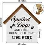 Dog Decor Gifts for Dog Lovers Owners Mom Dad, Spoiled Dogs and Their Household Staff Live Here House Shaped Wooden Block Sign, Pet Home Decor for Desk Table Shelf