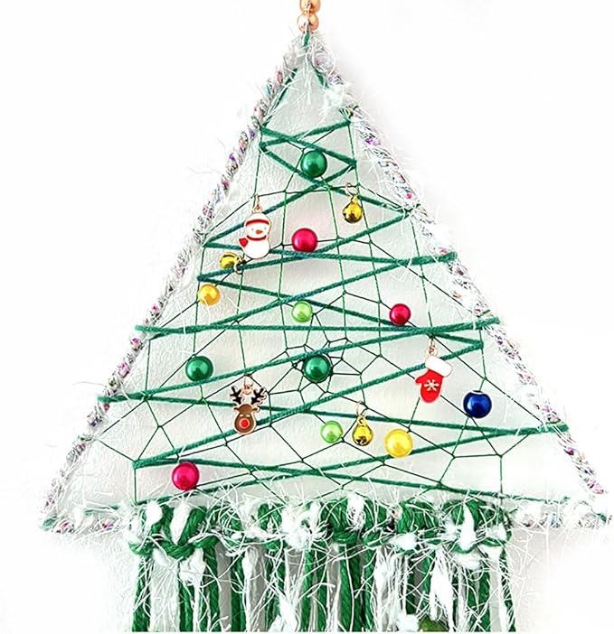 Christmas Tree Dream Catcher with Lights Handmade Christmas Dreamcatcher Hanging Decoration Home Wall Decoration Craft Ornament